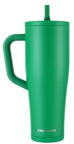 Ice Shaker Insulated Stainless Steel Tumbler Shaker Bottle | 40oz, Dragon Green | Cold for 30+ Hours | 2-in-1 Tumbler Shaker Bottle | Odor-Free Bottle for Protein Shakes, Water, Smoothies, Cocktails