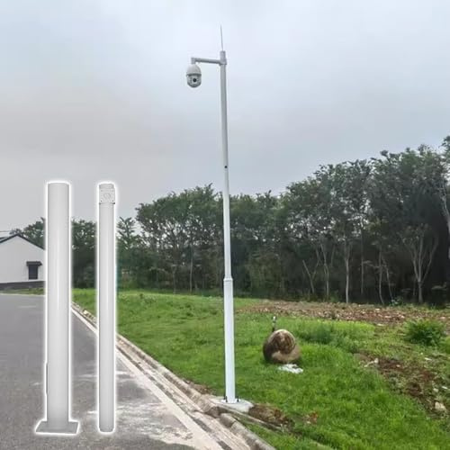 CHZDPP Sicherheitskamerapfah Allwetter Überwachungsmast mit Blitzstange, für Dome/P-T-Z/C-C-T-V Kameras, Boden Mount Kamera Halter für Hinterhof/Parkplatz(400cm (157.5in))