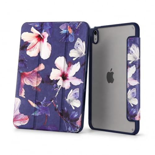 TechDealsUK Purple Floral Case for iPad (A16) 11th Generation 11 Inch 2025 / iPad 10th Generation 10.9 Inch 2022 - Slim Stand Cover with Soft TPU Edges - Supports Auto Wake/Sleep