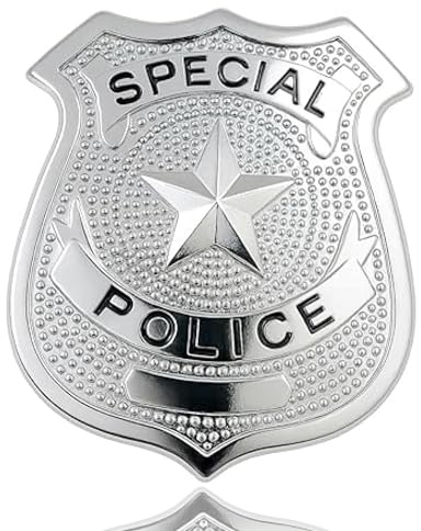 TK Gruppe Timo Klingler Insignia de policía de metal plateado para disfraz de POlizei SWAT FBI, accesorio de marca de policía para carnaval y carnaval