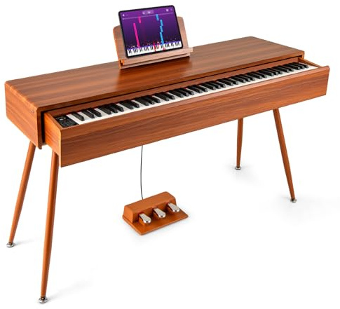 GOPLUS E Piano 88 Tasten, Keyboard Piano mit Push-Pull-Schublade, Digitales Klavier mit 88 gewichteten Tasten, 3 Pedalen, USB- & Kopfhöreranschluss, E-Piano mit abnehmbarer Notenhalter für Anfänger