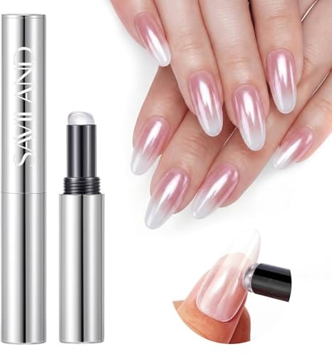 SAVILAND Chrom Nagelpuderstift mit Luftkissen: Ultra-Reflektierendes Chrompuder für Nägel Kleckerfreier Tragbarer Nagelpuderstift für Spiegeleffekt Chrome Nageldesign DIY Maniküre Glitzerdekoration
