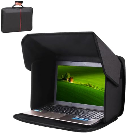 YuLiMirich Laptop Sonnenschutz, Klappbare 2-in-1 Computer-Sonnenschutz, Bildschirm Sonnenblende & Sichtschutz für 16 Zoll Laptop, Tasche für Arbeiten im Freien