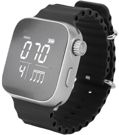 Depisuta Vibrierende Metronom-Uhr, per App Verstellbares Tragbares Handgelenk-Metronom mit 3 Modi, Instrumenten-Sportzeit und Starker Vibration für Gitarre, Klavier, Trommel, Üben, (BLACK)