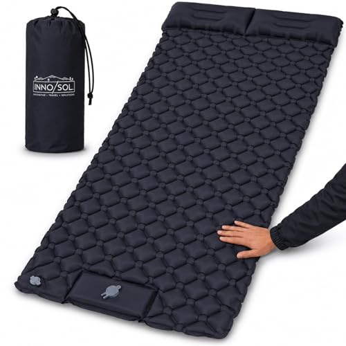INNOSOL Materassino Autogonfiante Doppio 190x120x7cm con Pompa a Pedale I Pronto in 2 Minuti I Materasso Gonfiabile Ultraleggero In Nylon 40d Anti-strappo I Accessori Campeggio Gadget Da Viaggio