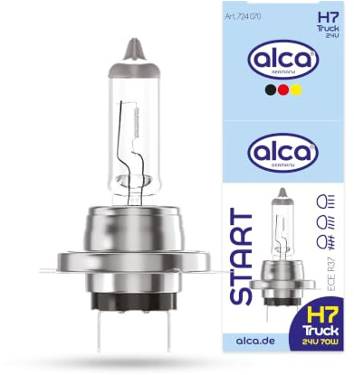 alca® H7 Halogenlampe für LKW Scheinwerfer mit 1600 lm sowie 24 V 70 W | Robustes UV Quarzglas, Vibrationsresistente Bauweise, Werkzeugloser Lampenwechsel, Normierter Px26d Sockel, ECE Zulassung