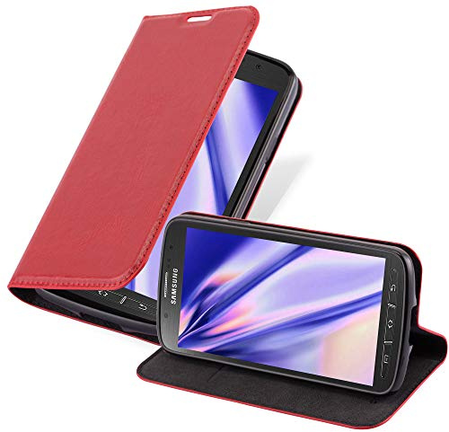 Cadorabo Hülle kompatibel mit Samsung Galaxy S4 Active aus Premium Kunst Leder Flip Klappbare Stoßfeste Magnetische [Standfunktion] [Kartenfächern] Cover Hülle für Galaxy S4 Active Tasche in Rot