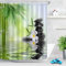 LB Duschvorhang Antischimmel Zen Duschvorhang Spa Steine und Bambus Wasserdicht Polyester Stoff Duschvorhang Weiss Orchideen Grün Pflanzen Kurz Duschvorhang für Badewanne mit 10pcs Haken,150x180cm