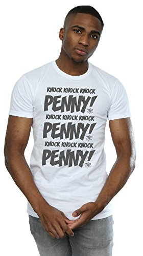 The Big Bang Theory Men's Sheldon Knock Knock Penny T-Shirt White Small
