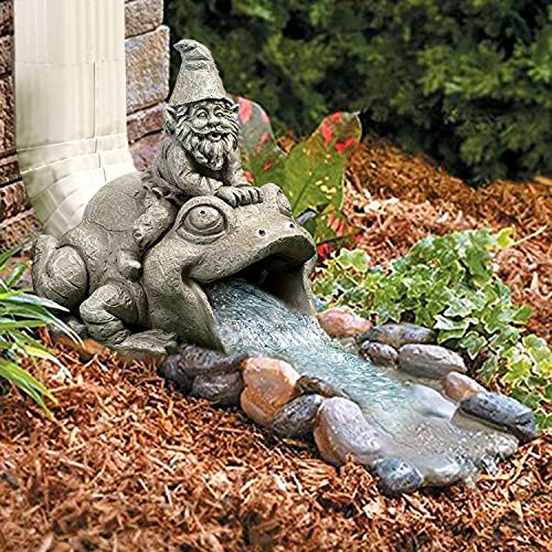 CT DISCOUNT STORE Niedliche, verspielte Katze, Zwerg und Frosch Fallrohrverlängerung Outdoor-Dekoration (niedlicher und verspielter Zwerg und Frosch-Fallrohr)