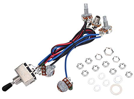 2 Volume 2 Tone 1 Jack 500K Pots with 3 Way Switch Guitar Wiring Hareness Compatible with Les Paul LP Guitar
