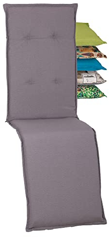 Beo Relaxsessel Auflage Wasserabweisend Turin | Made in EU Premium-Qualität | Liegestuhl Auflage UV-beständig, fleckenabweisend und waschbar | Atmungsaktive Relaxstuhl Auflage in Grau, Hellgrau Aub94, 1 Stück (1er Pack)
