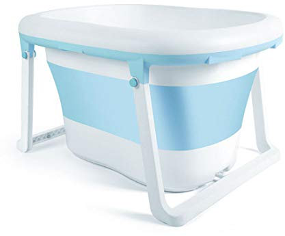 RONGJJYP Bañera Plegable para Bebés, Baño Bebe, Longitud de La Piscina para Bebés 85 cm Doble Drenaje Multifuncional Alta Capacidad Fácil de Limpiar, Blue