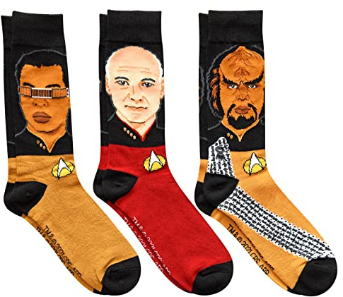 Star Trek Next Generation Herren Socken Picard Worf Geordi Crew 3er Pack