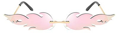 Toyvian Frauen Feuer Flamme Sonnenbrillen Randlos Welle Sommer Brillen Neuheit Brillen Narrow Sunglasses Bar Pool Summer Hawaii Strand Party Kostüme Schmuck für Männer Damen Rosa