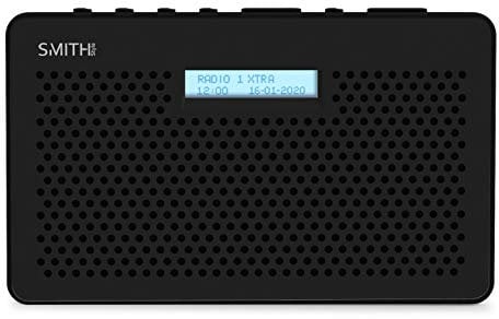 Smith-Style Gemini FM DAB Digital Radio With Sleep Timer, LCD Screen & Headphone Jack - Portable, Battery & Mains Powered With 20 Presets - Black