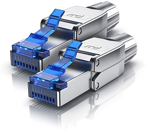 Primewire - 2X connecteurs de sertissage sans Outils RJ45 Cat 6 Cat 7 Cat 8 - connecteur modulaire rj45 - fiche rj45 sans Outil - blindé en Zinc - LAN 40 GBit/s 20000 MHz - TIA-568A, B - 23, 26 AWG