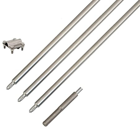 Tiefenerder Staberder Erdung Erder Erdung Blitzableiter Ø 20mm Edelstahl optional SDS-Max (3m Set + Klemme + SDS Schlagkopf)