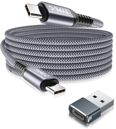 BASESAILOR - Cable USB C a tipo C (100 W, 4,5 m, con adaptador USB, tipo C, cable PD de carga rápida para MacBook Pro Mac, iPhone 16, 15, iPad Air 4, 5, 2022, 11 Mini, 6, Samsung Galaxy S24, S23, A73,