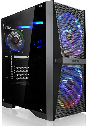 Raijintek Silenos MS Pro, PC ATX Gehäuse mit Seitenteil aus Hartglas, PC Case mit Großflächiges Mesh an der Front, Case mit Drei Lüfter, Schwarz