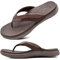 ONCAI Tongs pour Hommes, Été Sport Douche Piscine Plage Plantaire Cuir Sangle Chaussures de Orthopedic Support de L'arche Semelle en Caoutchouc Marron Taille 46