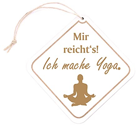 Yoga Schild Holzschild Raute graviert - Mir reichts, ich mache Yoga - Türschild zum Anhängen 12,5x12,5cm