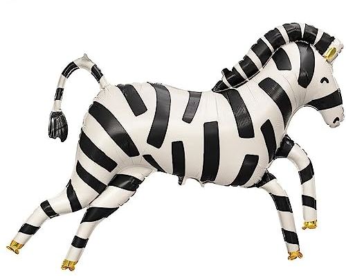 PartyDeco Zebra Folienballon für Hel Geburtstag Dekoration Dschungel Safari Runde Geburtstag Ballon Girlande für Silvester