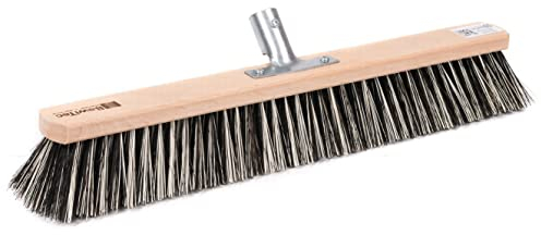 BawiTec OssiBlitz-Besen 60cm Breit/Lang mit Metall-Stielhalterung ohne Stiel Besenstiel Harte Borsten-Mischung Straßenbesen Gartenbesen Kehrbesen aus Holz für draussen (Größe 60cm (24mm))