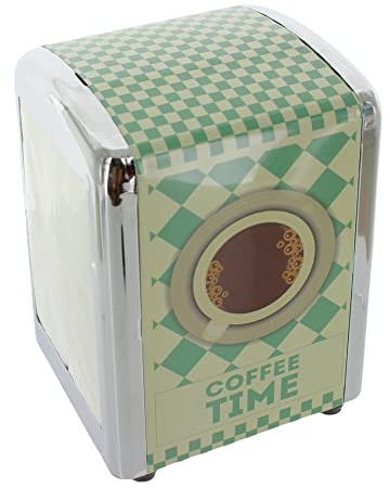 Serviettenspender Serviettenhalter mit Diner Retro-Design, ca. 14 x 10 cm, inkl. 60 Servietten (Coffee Time)