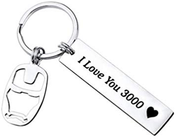Jilukibo I Love You 3000 Schlüsselanhänger für Papa Farther' Day Geschenk, Iron Man Schlüsselanhänger Geschenk für Männer Jungen, Valentinstag Geburtstag Hochzeit Jahrestag Schlüsselanhänger, silber,