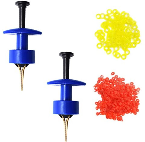 WVRLY 2Pcs Micro Bait Bands Carp Fishing Accessories Pellet Bander Tool with 600 Bands Fishing Pellet Bander Bait Tool for Freshwater Fishing (Blue)