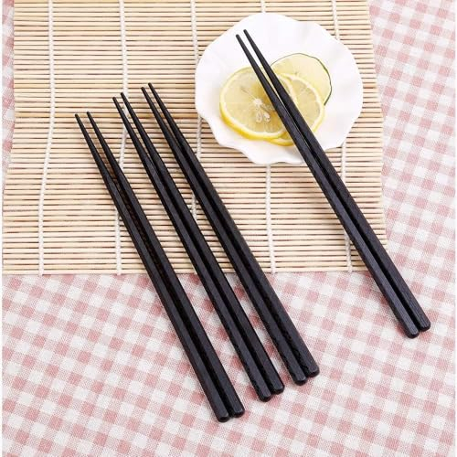 TOTKEN Chopsticks, 5 Pairs Reusable Black Dishwasher Safe Non-Slip Chopsticks with Gift Box (Rocket)