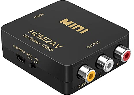 HDMI to RCA, 1080P HDMI to AV Converter, HDMI to 3RCA CVBS Composite Video Audio Adapter for Laptop HDTV PC Xbox Stick