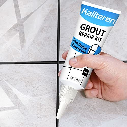 Tile Grout Paint, 2 Pcs Black Grout Cleaner Sealer for Shower, Grout Filler Tube for Kitchen, Grout Repair for Bathroom Floor, Fast Drying Grout Pen, Grout Refresh Easy and Safe to Use(Black)