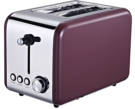 MICHELINO 2-Scheiben Toaster Toastautomat mit Brötchenaufsatz (bordaux)