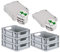 PROREGAL SuperSparSet 5x Eurobox NextGen Economy mit Scharnierdeckel & grünen Verschlüssen | Griffe offen | HxBxT 12x30x40cm | 11 Liter | Eurobehälter Transportbox Transportbehälter Stapelbehälter