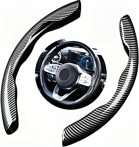 GOOBIX Auto Lenkradbezug für Mercedes Benz SLK 200 250 280 350 200K SLK55, Kohlefaser Auto Lenkradhüllen Anti-rutsch Atmungsaktives Mode Sport Zubehör,Black