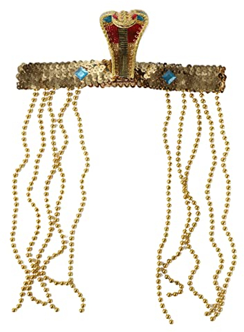 CHICTRY Königin Kleopatra Kostüm Zubehör Kobra Stirnband mit Perlen Nile Queen Kopfschmuck Pharaonin Krone Haarschmuck für Halloween Cosplay Karneval Accessoire Gold A One Size