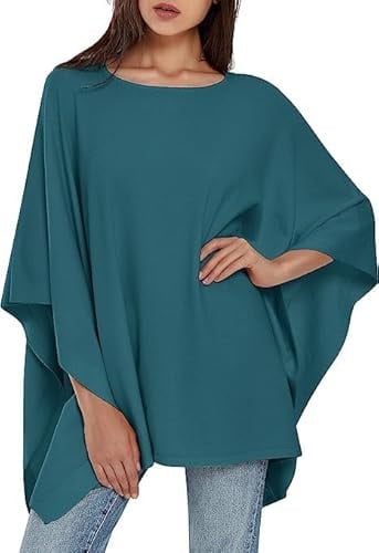 PULI Damen Pullover-Poncho Elegant Strick Locker Geschnittenes | Büro, Reisen, Abendlooks, Alltag,Fixierschlitze halten Poncho sicher. Einheitsgröße Gr. 36–44, 158–172 cm