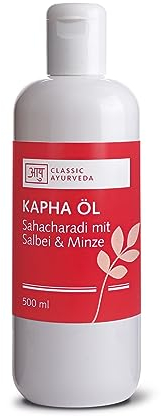 Classic Ayurveda Kapha Öl | Traditionelles Ayurvedisches Massageöl mit Kräutern | Sahacharadi mit Salbei und Minze | 500 ml
