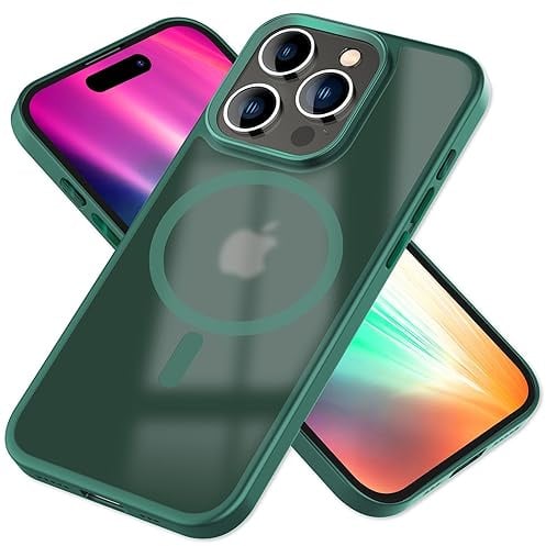 NALIA Magnet-Case für iPhone 15 Pro - Matt-Transparent & MagSafe Kompatibel - MATTEX (rutschfest, Stoßfest & Anti-Fingerabdruck) - Marke aus Berlin, Farbe:Grün
