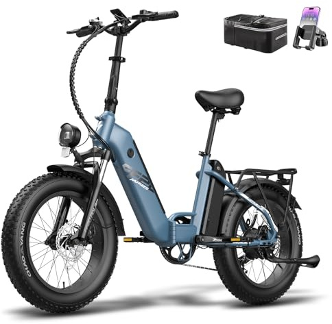 Fafrees FF20 POLAR Electric Bicycle, 20 * 4.0 Inch City Electric Bike, 2 * 10.4 Ah Removable Batteries E-bike, Folding Electric Mountain Bike for Adults, Power Assist 70-150KM