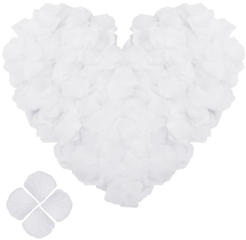 WD&CD 1600 stück künstliche Rosenblätter, Deko Rosenblätter Zum Hochzeit, Valentinstag, Den Tischaufsatz, Geburtstag, Romantische Atmosphäre - Weiß