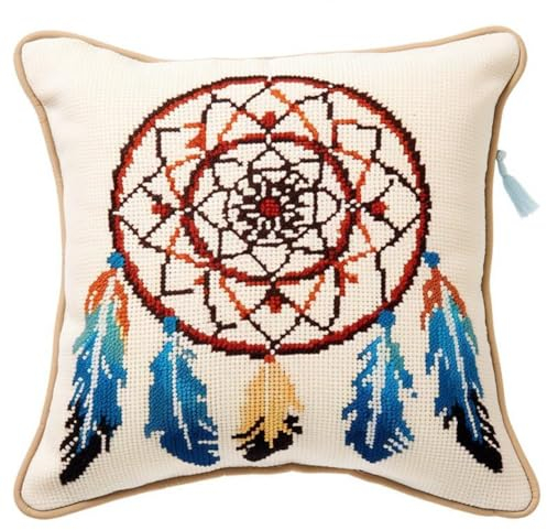 Taxpy DIY knüpfen set anfänger Dreamcatcher-Kissenbezug-Näh-Sets, DIY-Häkelgarn-Sets, Stick-Sets 17x17in B