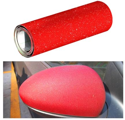 JNNJ Glitzer Selbstklebende Autofolie, Diamant Glitzerfolie für DIY Auto, Motorrad Innen/Außen Dekoration (Rot)