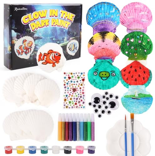 Ruication Sea Shell Painting Kit for Kids, Arts & Crafts Painting Gifts for Boys Girls, DIY Creative Craft Activities, Holidays Gifts for Boys Girls Age 3-12 Year Old