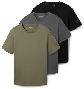 TOM TAILOR Herren 1042374 Basic T-Shirt aus Baumwolle im Tripple-Pack, 29999 - Black, XXL