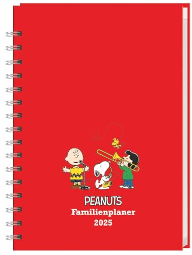 Peanuts Familienplaner-Buch A5 2025 - Heye-Verlag - Kalenderbuch für 5 Personen - Schulferien und Stundenplänen - 15,2 cm x 23,2 cm