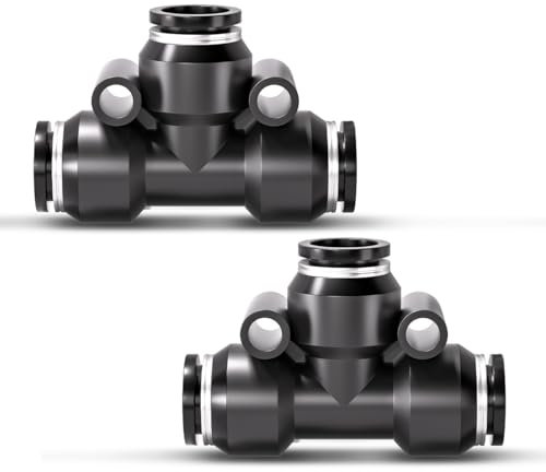 Innfeeltech 20 Piezas 8mm Negro Tee Push to Connect Racor neumático de liberación rápida Conectores neumáticos
