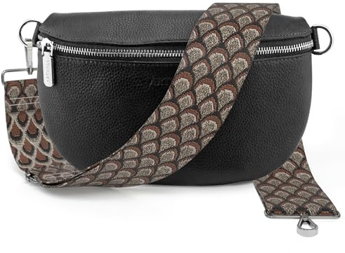 Artvall - Umhängetasche Echtleder Tasche Handtasche Leder Bauchtasche Klein mit Schultergurt Design Taschenband abnehmbar verstellbares Riemen Crossbody Bag Echt Ledertasche Damen mit Reißverschluss